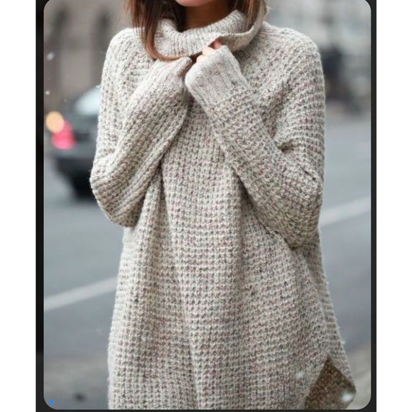 Free People Dylan Tweedy Size XS Chunky Knit Blend Tunic Sweater - Picture 2 of 10